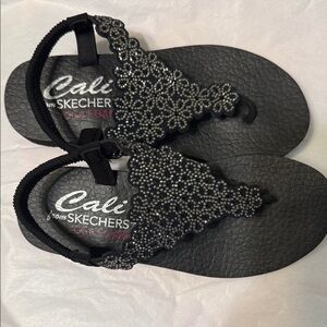 Skechers Black Sandals with Beaded Design
